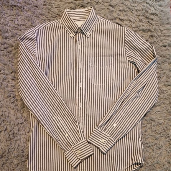 American Eagle button down shirt, grey stripe, mens XS - Picture 1 of 6